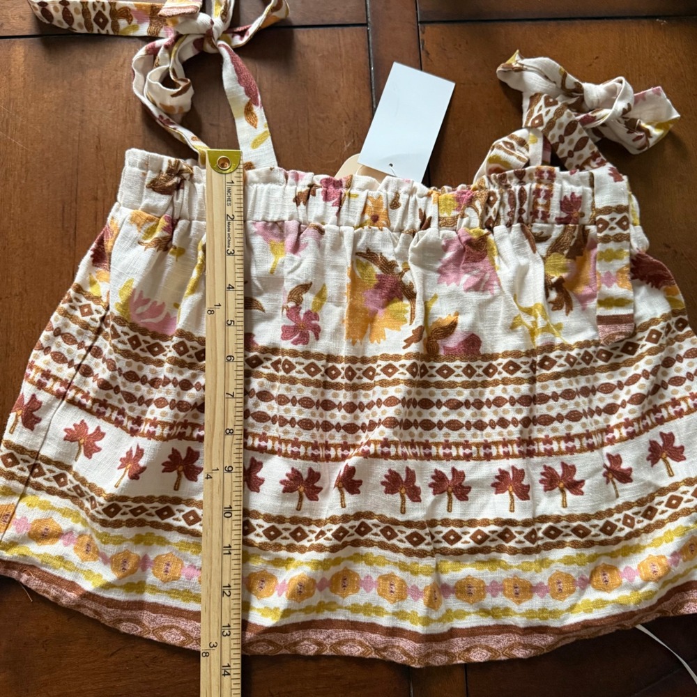 Good Luck Gem 2 Piece Set Floral Print Tank Wide Leg Pants Women's M Linen Blend - Picture 10 of 10